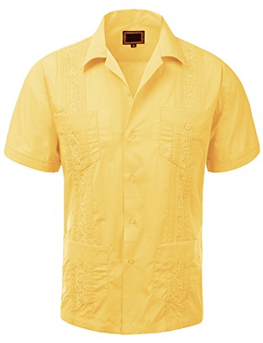 Guytalk Men's Cuban Guayabera Two-Tone Short-Sleeve Shirt
