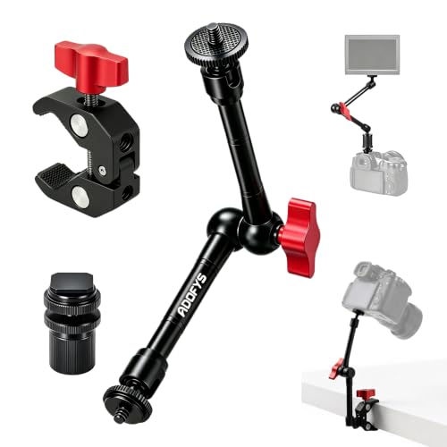 Image of ADOFYS Magic Arm with Super Clamp - 11in /28cm Adjustable Articulating Friction Camera Mount & Clamp with 1 /4 inch and 3 /8 inch Thread for LCD Monitor LED Light Flash Light Phone Action Cam
