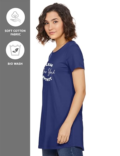 Image of Amazon Brand - Symbol Women's Cotton Stretch Half Sleeve Round Neck Regular Fit T-Shirt (Tunic Length)