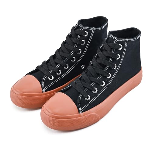 rosyclo Canvas Shoes for Women and Men, High Top Canvas Sneakers Fashion Lace Up Comfortable Womens Classic Casual Tennis Walking Shoes