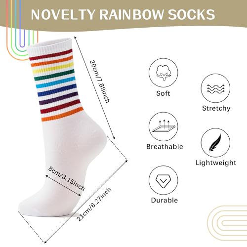 Image of American Trends Womens Novelty Striped Crew Socks Athletic Vintage Slouch Mid Calf Tube Socks
