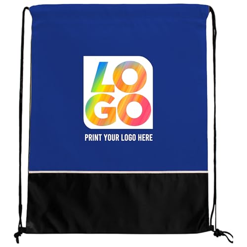 USMG Two Tone Classic Drawstring Tote Bags with Full Color Imprint for Marketing & Events