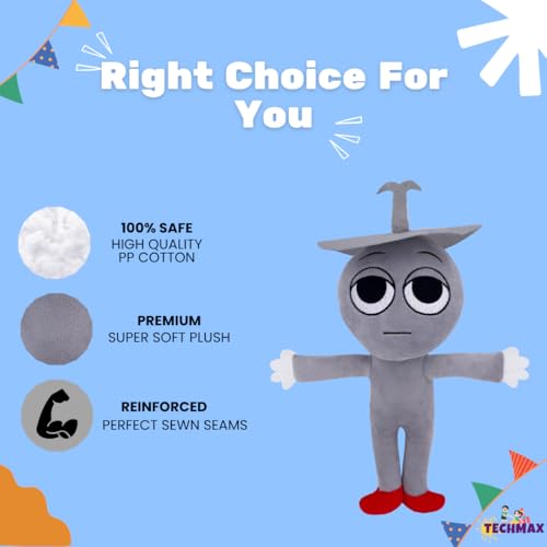 Image of Customized Text Grey Hat Standing Sprunki Plush Toys