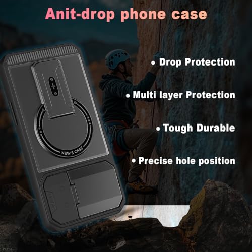 Image of Hupshy iPhone 16 Back Cover with Camera Protection Rings, Kickstand-Matte /Anti, Non-Slip, Camera Glass Protection,Transparent Shockproof Cover for iPhone 16 (Black 2)