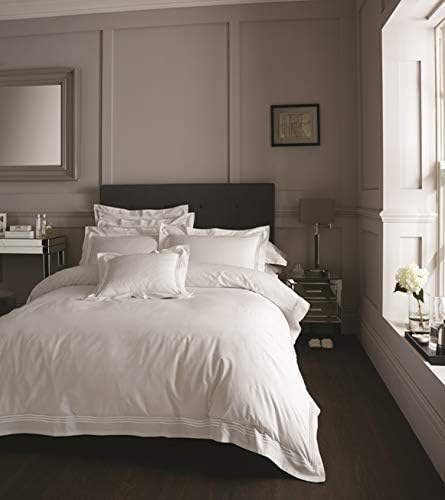 EHD Devore Embroidered Border Designer Style Luxury Duvet Cover Sets Hotel Quality Reversible Bedding Sets (White With Black Border, Double)