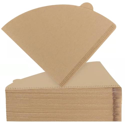 CZBZYMYYY Natural Coffee Filters 200 Count, Unbleached Cone Filters for 2-4 Cup Brewers | Biodegradable, Chemical-Free Paper for Home, Travel & Office Use