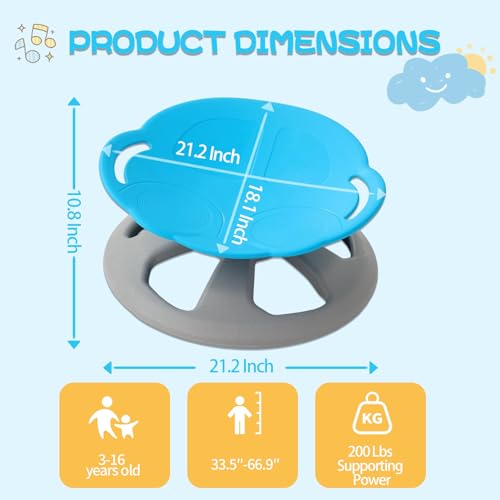 Image of BABAMU Spinning Chair for Autistic Kids, Sensory Swivel Chair, 220LBS Weight Capacity, Autism Sensory Products, Autism Toys, Sensory Toy (Blue, Handle)