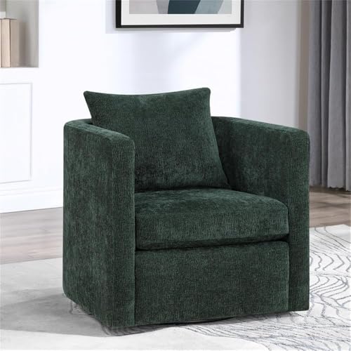Sillón giratorio contemporáneo verde con tela suave miniatura 2