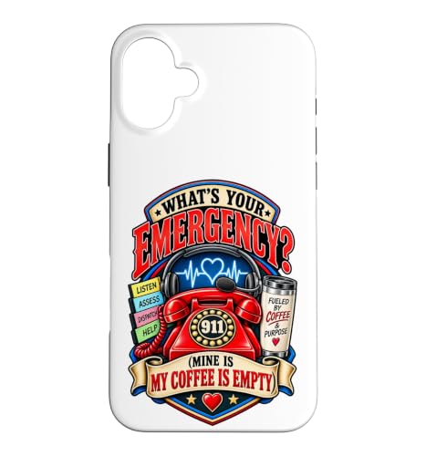 Funny 911 Dispatcher Coffee ���[���A�I�y���[�^�[ �X�}�z�P�[�X iPhone 16 Plus �p