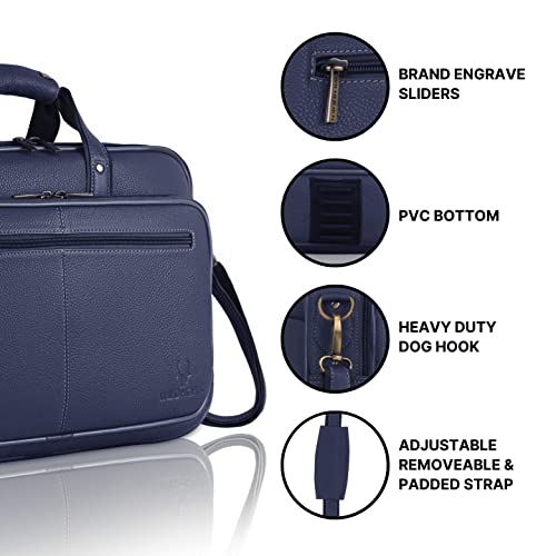 Image of WildHorn Classic Leather 15 inch Laptop Messenger Bag for Men I Office Bags I Travel Bags I Carry Handles with Adjustable Strap I DIMENSION: L- 15.5 inch H-11.5 inch W- 3.5 inch