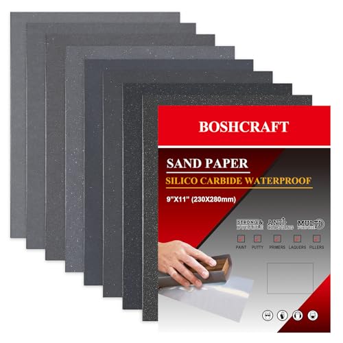 25-Count BOSHCRAFT 9" x 11" Wet/Dry Sandpaper Assortment (400-5000 Grit) - image 1