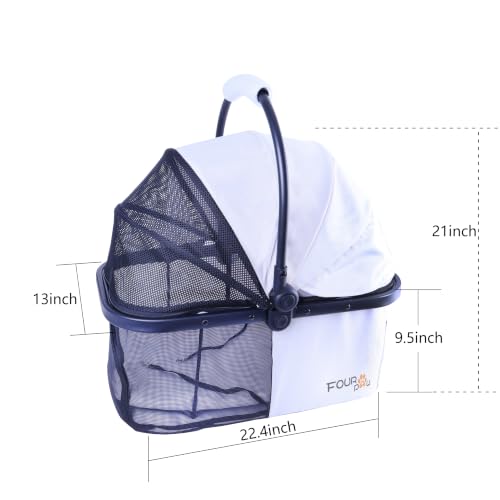 Image of Front Full-Window pet Stroller with Detachable Carrier,4 Wheels for Cats & Dogs, with Storage Basket,Cup Holder, Travel Puppy /Cats Stroller.