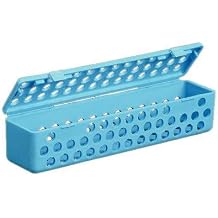 203SC-2 Instrument Steri Container Blue, 8" x 1.75" Snap Shut Hinged Lid, Autoclavable Plastic, Single Container