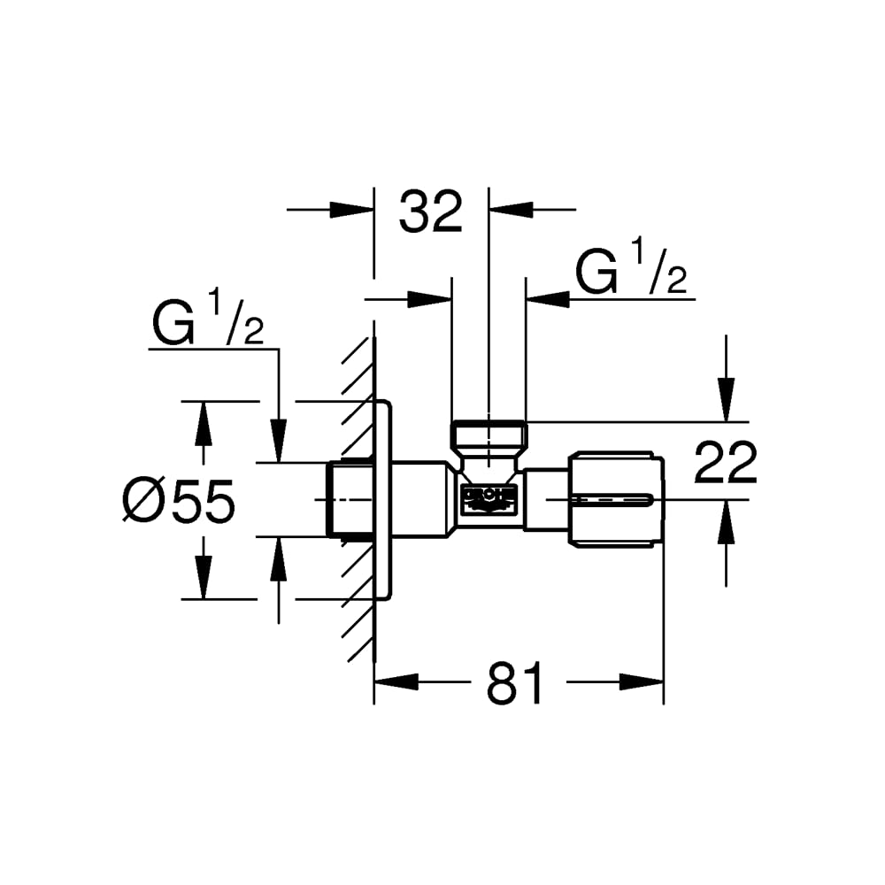 GROHE Angle Valve - Chrome Finish -6
