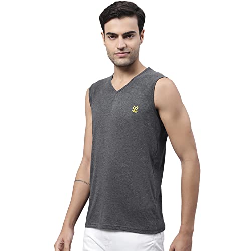 Image of Mack Jonney Regular Fit Cotton Solid Gym Vest for Men-V SL ANTHRA 01-P