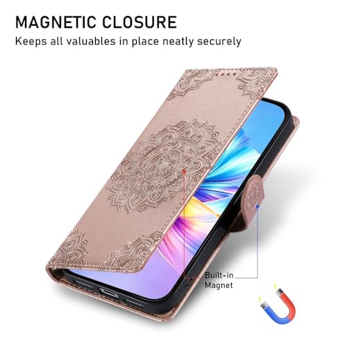 Étui portefeuille iPhone 12 / 12 Pro rose vif en cuir à rabat - 5