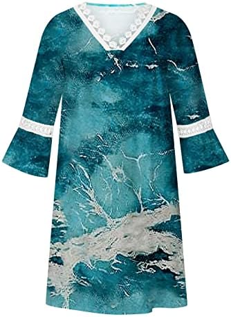 Women's Spring Dresses 2023 Casual Resort Dress V-Neck-Print Lace-Paneled Casual Holiday Dress 3 Women's Spring Dresses 2023 Casual Resort Dress V-Neck-Print Lace-Paneled Casual Holiday Dress