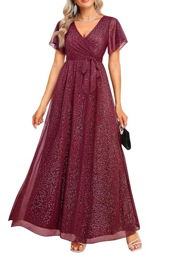 Verdusa Women's Color Block Off-Shoulder Maxi Dress - Flowy Long Sleeve A-Line