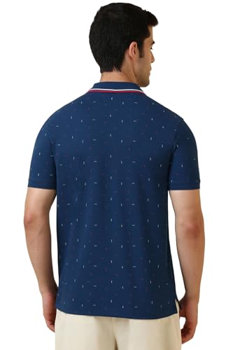 Image of Allen Solly Men's Polo T-Shirt | Polycotton Blend | Color-Block Print | Regular Fit | Smart Casual Wear