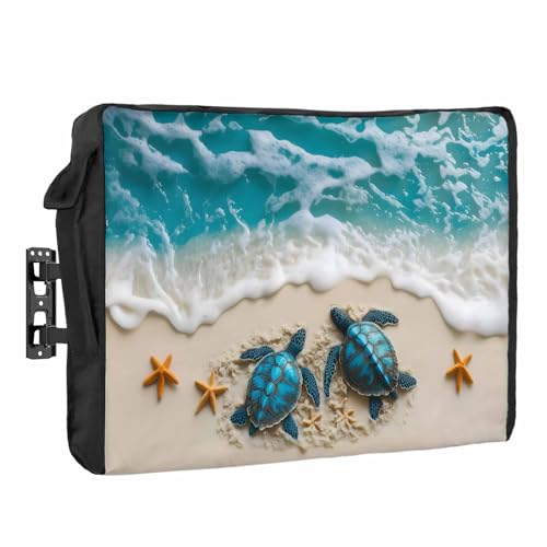 Big buy store Outdoor TV Cover 75 Inch Sea Turtle TV Enclosure Blue Summer Beach Waves TV Covers for Outside TV Display Screen Protector with Remote Control Pocket Home Decor