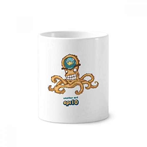 Tasse blanche poulpe orange en céramique idée cadeau originale