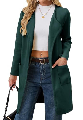 Image of Alaster Queen Women's Open Front Knit Long Fall Sweater Cardigan Coatigan | Long Sleeve,Wide Lapel Neck,Soft Knit Sweater Fabric,Two Patch Pockets,Outerwear Jacket,Work,Daily Wear,2026 Trendy Lady Coat