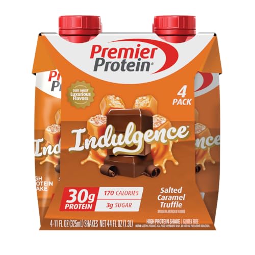 Image of Premier Protein Shake INDULGENCE, Salted Caramel Truffle, 30g Protein, 170 Calories, 3g Sugar, 11 fl oz, 4 Pack (Packaging May Vary)