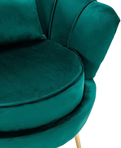Image of Living Room Vintage Velvet Fabric Tub Armchairs with Metal Leg Armrests Lounge Comfortable Royal & Luxury (Dark Green, 2+1+1)