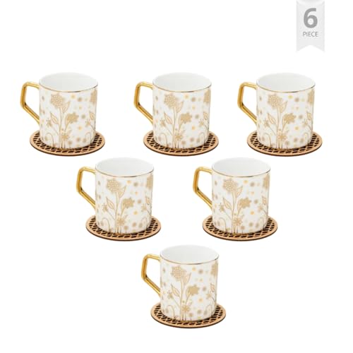 Image of Clay Craft Fine Ceramic Director Coffee Mug Set of 6-215 Ml Each, Mugs for Coffee, Cups Set, Ideal for Gifting, Perfect for Home & Office, Elegant Ceramic Tea Cup Set (E604)
