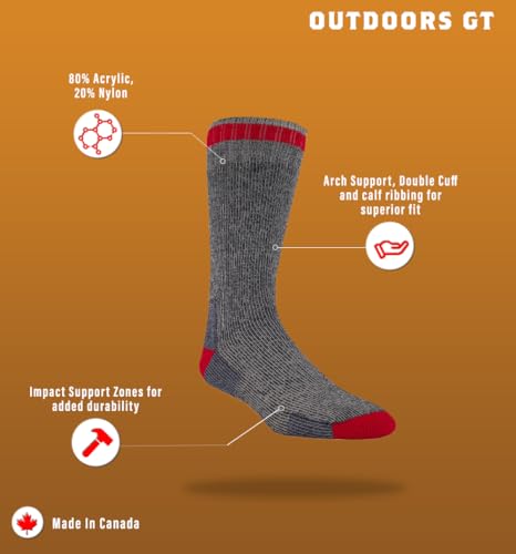 Outdoor Sock- J.B Field's Outdoors GT Sock (Grey Hunter, Medium (5-9 Shoe))