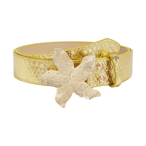 UncleS PU Leather Belt with Heart Buckle Women's Folk Belt Elegant Waist for Trousers Dress Single Waist Decorations PU Leather