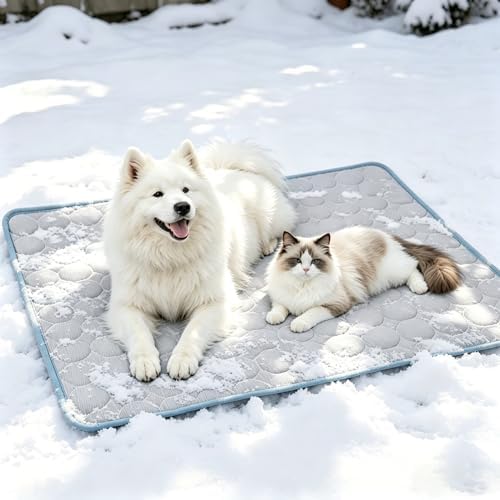 Hewmaw Cooling Mat for Dogs with Q-Max>0.4 Chill Fiber (Grey, Medium) - 4