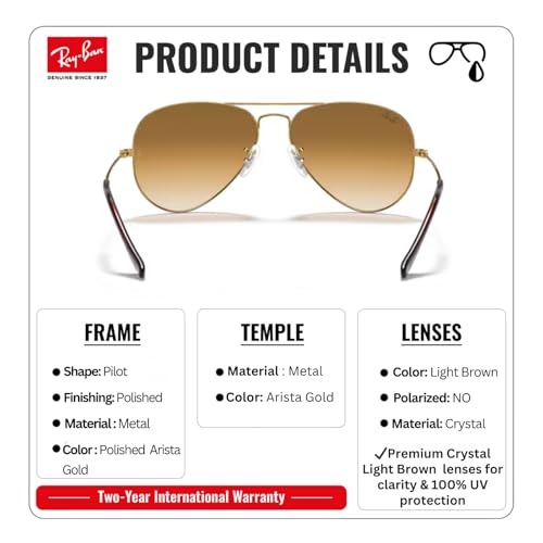Image of Ray-Ban RB3025 AVIATOR GRADIENT Pilot Shaped Sunglasses for Men & Women with Official RAYBAN Eyewear Kit