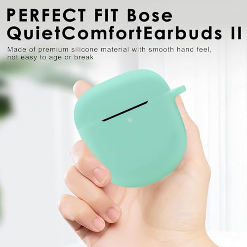 Image of Protective Silicone Cover Compatible with Bose QuietComfort Earbuds II 2022 / QuietComfort Ultra 2023 / QuietComfort Ultra 2nd Gen Charging Case (Earbuds & Charging Case not Included) - Mint Green