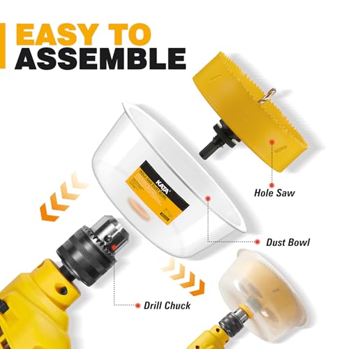 Image of KATA 6 & 4-1 /4 Hole Saw for Recessed Lights with Dust Bowl, 6 & 4.25 Inch Hole Cutter for LED Can Lighting, Drywall Ceiling Cutting, Recessed Lighting Hole Saw Kit with Silicone Dust Catcher