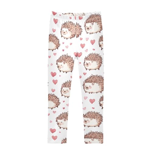 Wusikd Cute Hedgehogs Girls' Leggings Toddler Doodles Hearts Kids Yoga Pants Dance Active Tights 4T