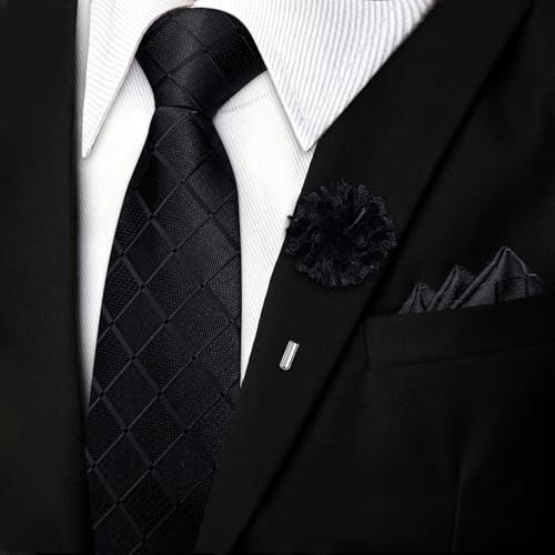 Image of DiBanGu Mens Zipper Tie Silk Pre-Tied Necktie with Gift Box