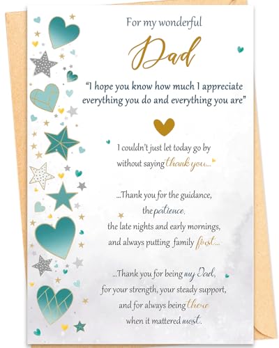 Mirelia Birthday Card for Dad Sentimental Poem from Son or Daughter