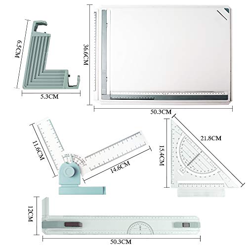 Jiloffice A3 Drawing Board, Lightweight Multi-Funtion Drafting Table With Adjustable Measuring System Angle #TOP3