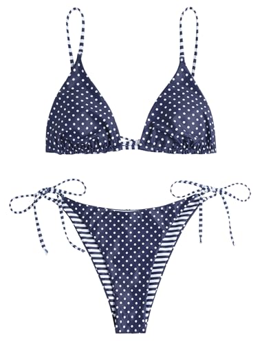 Image of ZAFUL Women's Triangle Bikini Floral String Bikini Set Two Piece Swimsuit Bathing Suits