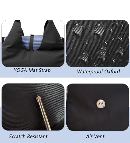 Gym Bag with Yoga Mat Holder Sports Bags with Shoe Compartment & Wet Dry Storage Pockets Travel Duffel Bag(Black)3