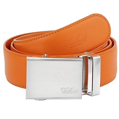 Image of Falari Men Unisex Genuine Leather Ratchet Dress and Casual Belt, Automatic Sliding Buckle, Trim to Fit