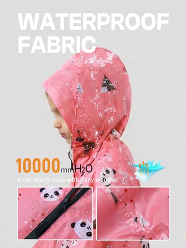Image of SaphiRose Lightweight Kids Rain Poncho Waterproof Jacket Zipper Up Rain Coat