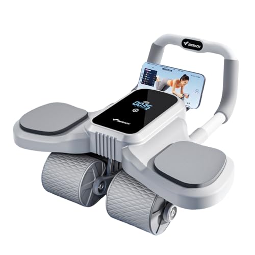 MERACH (メリック) 腹筋ローラー 4輪 LCDディスプレイ 自動スプリングバック スマートブレーキ type-c充電 スマホスタンド付き 膝マット付き 荷重200kg 組立簡単 静音 プロ 腹筋 ローラー 腹筋マシーン 腹筋マット アブローラー ト