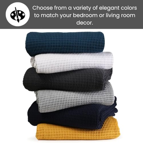 Image of 100% Combed Cotton Waffle Blanket for Bed,Sofa,Couch,|Charcoal Grey|Queen -90X90 INCHES -Lightweight and Breathable Soft Woven AC Blankets,Throw for Summer, Spring, Winter, All Season