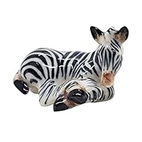 WitnyStore Tiny 1¾\" Long Resting Zebra Figurine - Miniature Hand Made Painted Ceramic Tropical Savanna Africa Wild Life Black White Animal Porcelain Clay Decorative Collectible Figurines Décor Gifts