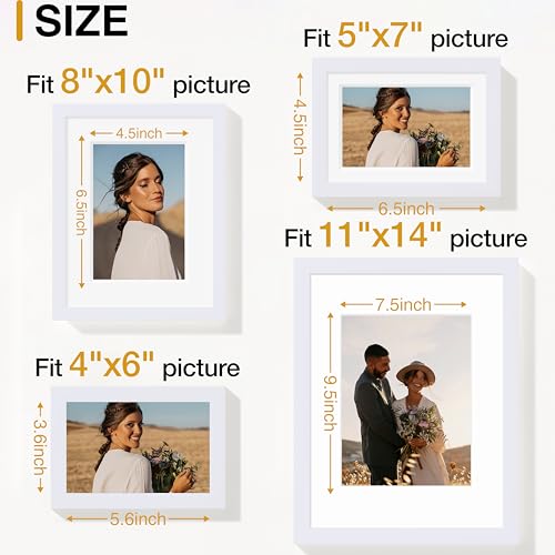 Image of Vittanly Picture Frames Set of 16, Gallery Wall Frame Set with 2Pcs 11x14, 2Pcs 8x10, 6Pcs 5x7 and 6Pcs 4x6 Photo Frames, Picture Frames Collage Wall Decor for Wall or Tabletop Display, White
