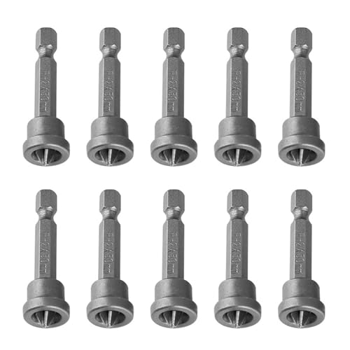 Drywall Screw Depth Setter, Drywall Screwdriver Bits, 10Pcs 50mm PH2 Hex Shank Magnetic Screwdriver Bits Set for Drywall Plasterboard Locating