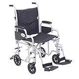 Drive Medical TR20 Poly-Fly Transport Wheelchair, Silver