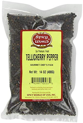 Tellicherry Peppercorn (Whole)-Black Tellicherry, 14 Oz Unit By Spicy World